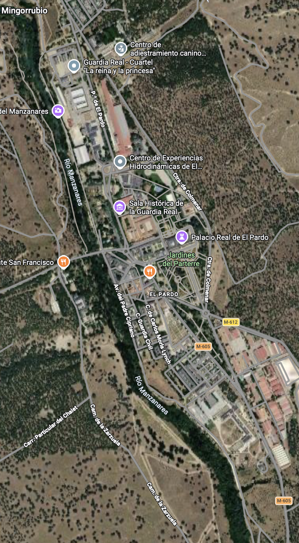 Mapa aéreo de El Pardo